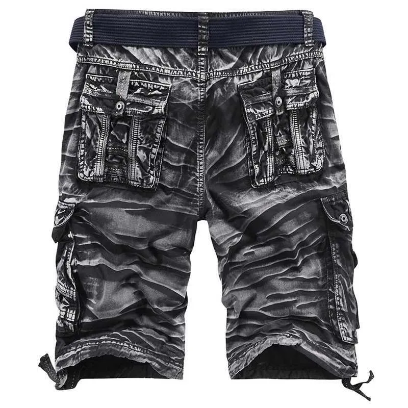 DARPHINKASA Hommes Cargo Shorts Casual Loose Coton Militaire Salopette Camouflage Tie-Dye Plus Taille 210629