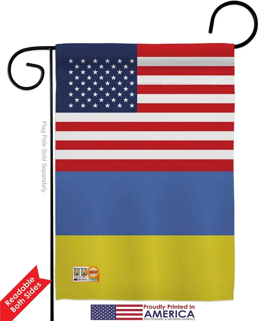 Americana Ukraine US Friendship Garden Flag Regional Nation International World Country Particular Area House Decoration Banner Small Yard Gift Double-Sided