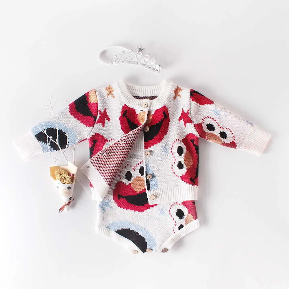 60-2-Bird Sweater Coat Romper for Baby
