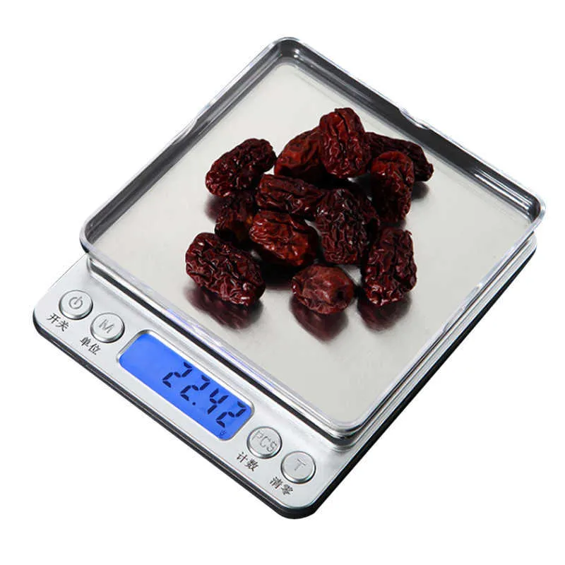 500g/1/2/3kg LCD Bilancia di precisione Grammo Bilancia elettronica gioielli Bilancia da cucina Bilancia la cottura del tè Pesatura digitale 210915