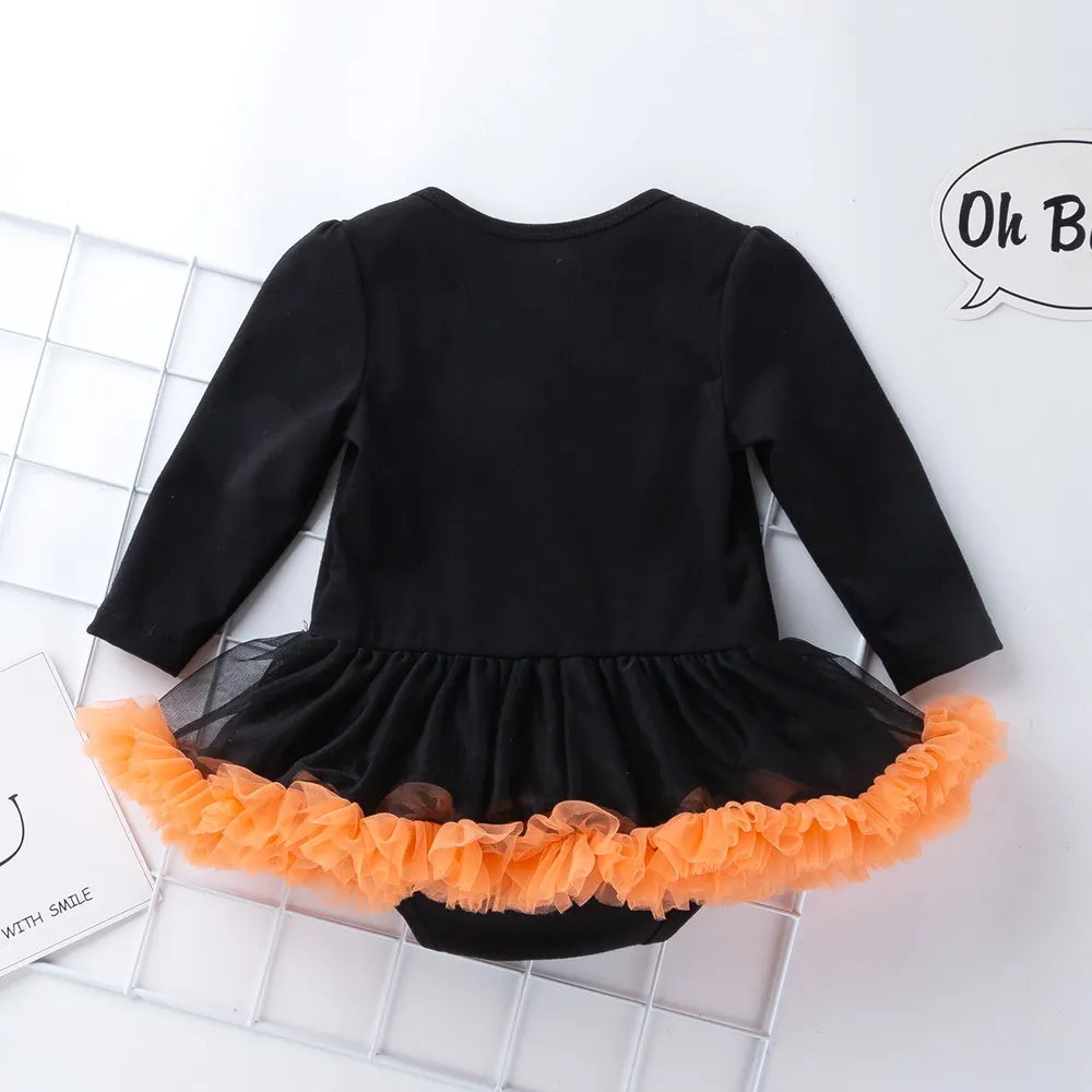 Halloween Baby Girl Clothing for Kids Romper Cotton Long Sleeve Toddler Pumpkin Jumpsuit Tutu Dress Costumes Popular 210317