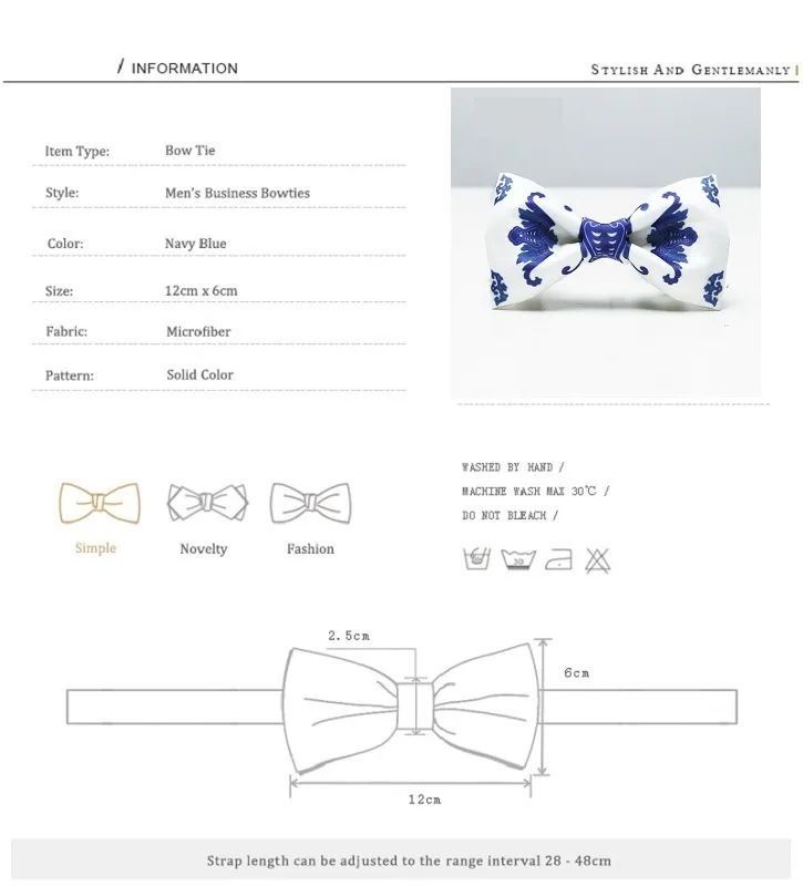 Högkvalitativ 2020 Designers Brand Fashion Bow Slipsar för män Kinesisk stil Vit Blå Bowknot Cravat Luxury Wedding Bowties