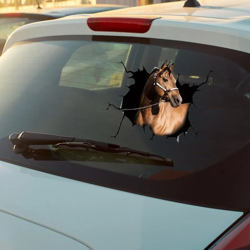 Autocollants muraux créatifs cochon fissure voiture autocollant cheval chien animaux animal de compagnie drôle chiot décoration de la maison décalcomanie fête fenêtre Paste2108