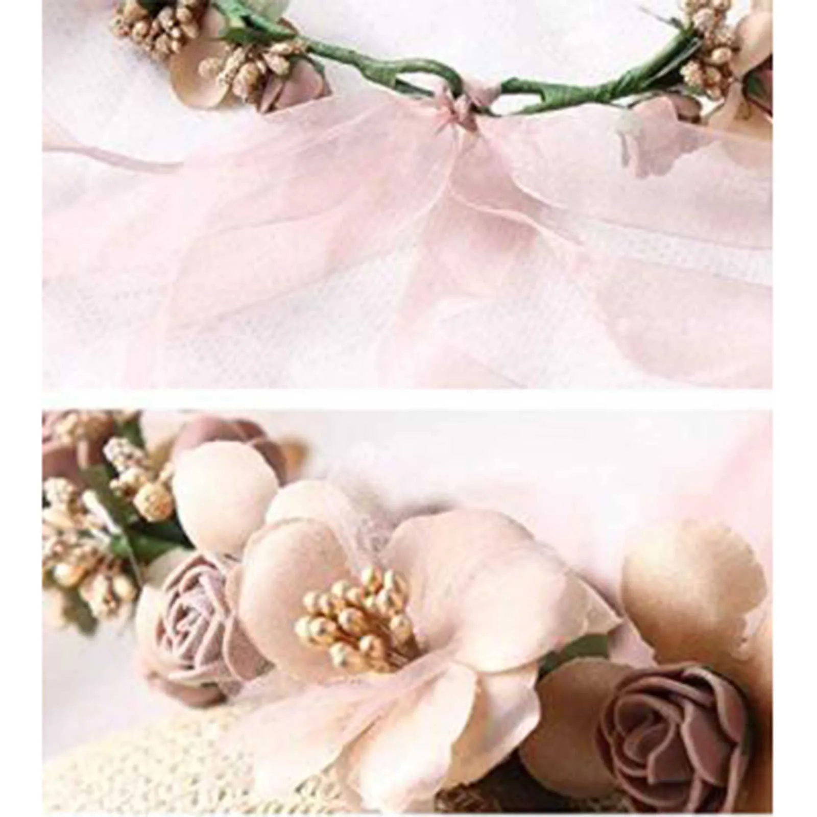 Sztuczny wieniec kwiatowy panna młoda Kobiety kwiat korony opaskę Wedding Kwiatowy opaska na głowę Garland Ribbon Girl Hair Accesorie 26 Q08129845995