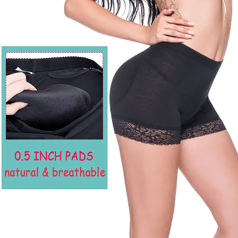 Womenss Padded Butt Lifter Underwear Body Shaper Hip Enhancer Shapewear Shorts Seamless Lace Breathable Booty Panty