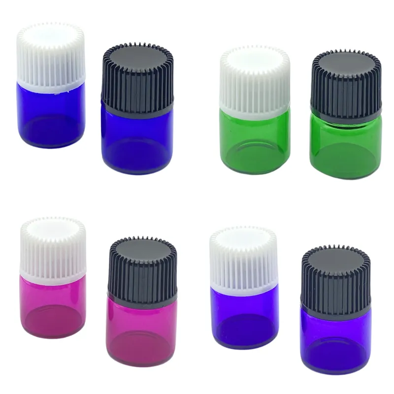 1 ml 2 ml 3 ml 5 ml mini bouteille en verre coloré avec réducteur d'orifice et bouchon petit flacon d'huile essentielle parfum échantillon conteneur