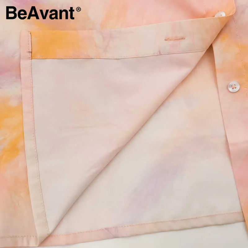 BeAvant décontracté tie-dye à manches longues blouse automne hiver vintage femmes chemise haute couture streetwear femme imprimé blouse 210709