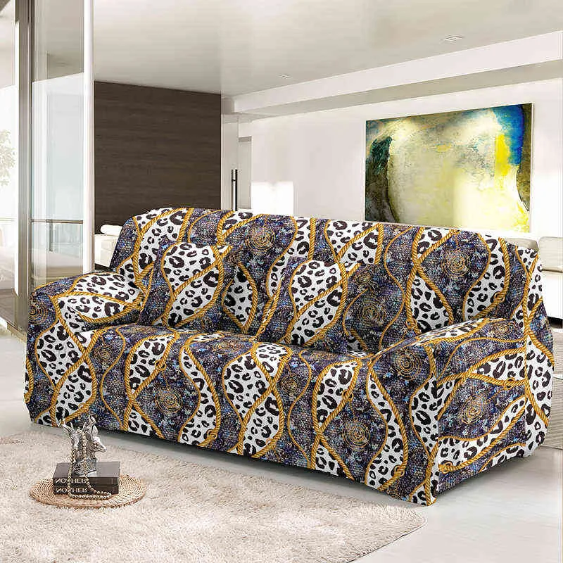 Moda Geometryczne Kształt Kształt Sofa Pokrywa do salonu 1/2/3/4 Seaters Universal Size Elastic Slipcover Case PillowCazy Dostępne 211116