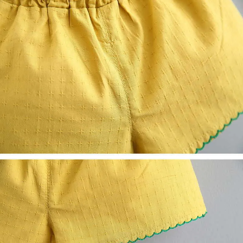 Zomer Kids Meisjes 2-PCs Sets Peter Pan Collar Mouwloze Vest Shirts + Shorts Leuke stijl Kleding E0204 210610