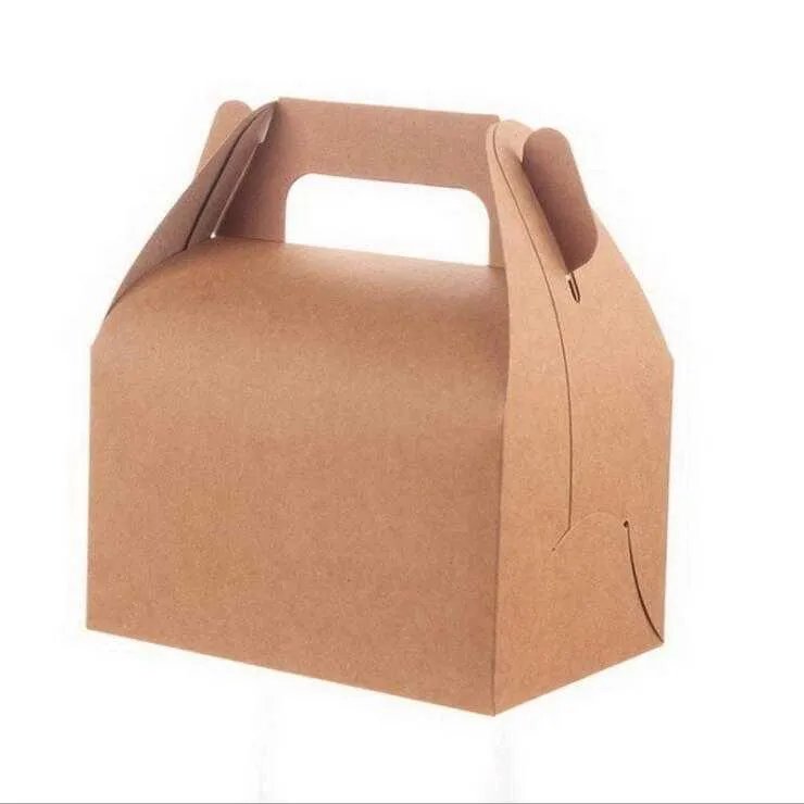 Blank Gable Brown White Color Treat Gift Paper Cardboard Boxes for Wedding Party Favor Box Baby Shower Cake Packaging Y0217D