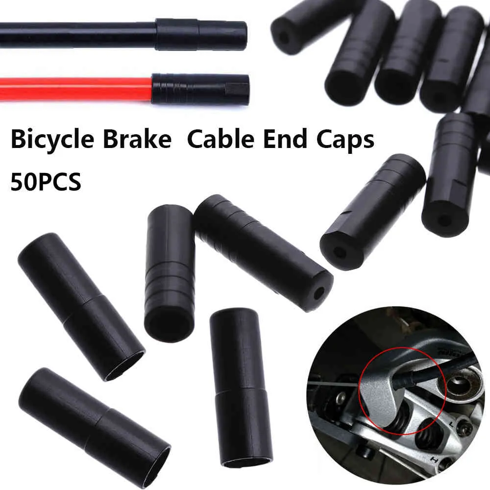 50 pièces 4/5mm noir plastique vélo frein/changement câble capuchons frein extérieur embouts cyclisme pièces remplacement vtt vélo accessoire