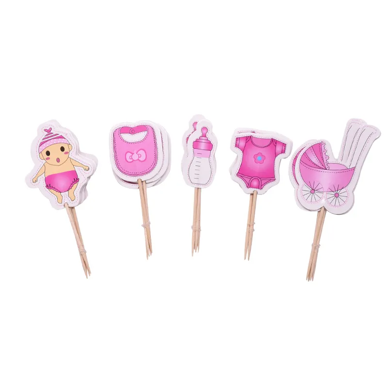 20 Pz / lotto Baby Shower Toppers Cupcake BabyShower Boy Girl Battesimo Bambini Compleanno Bomboniere Decorazioni torte Forniture Y200618