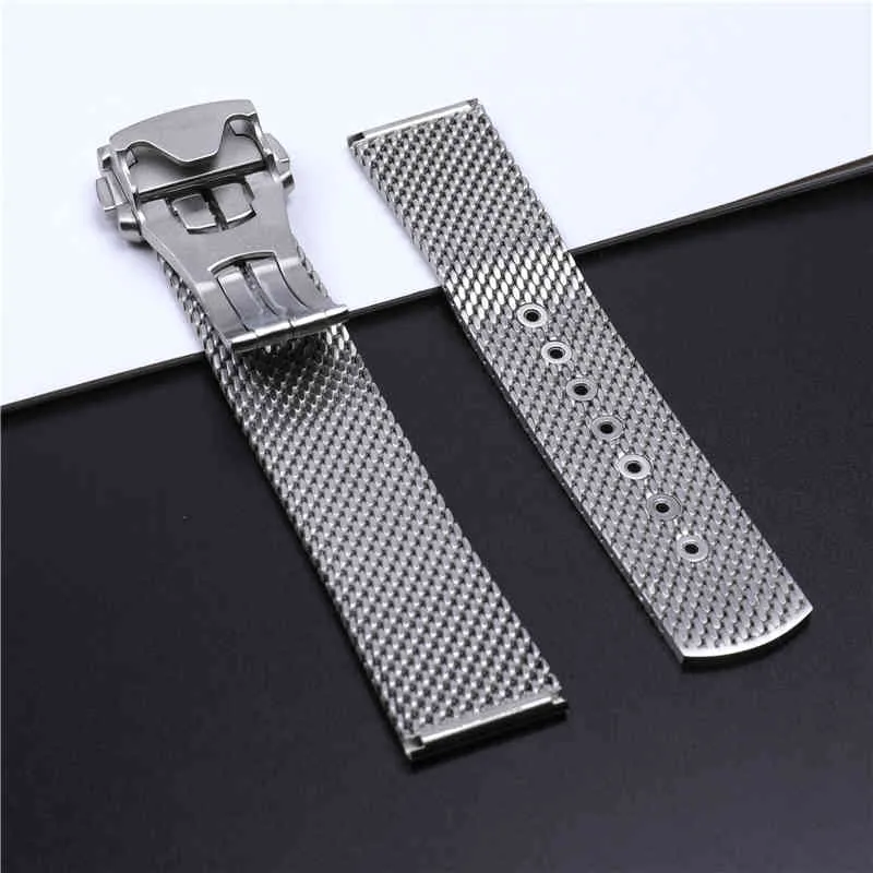 Top Qualität 20mm Titan Stahl geflochtenes Armband für Omega 007 Seamaster James Bond Uhrenarmband Faltschließe Zubehör