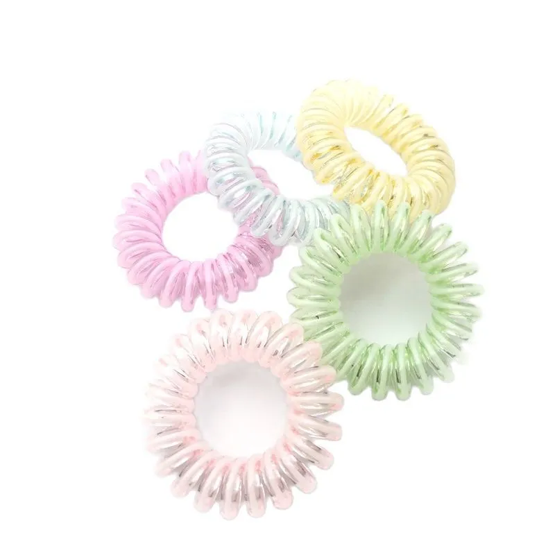 Cały mieszanka kolorowy elastyczna gumowa spiralna cewka telefoniczna przewodowa wiązanie włosów krawat