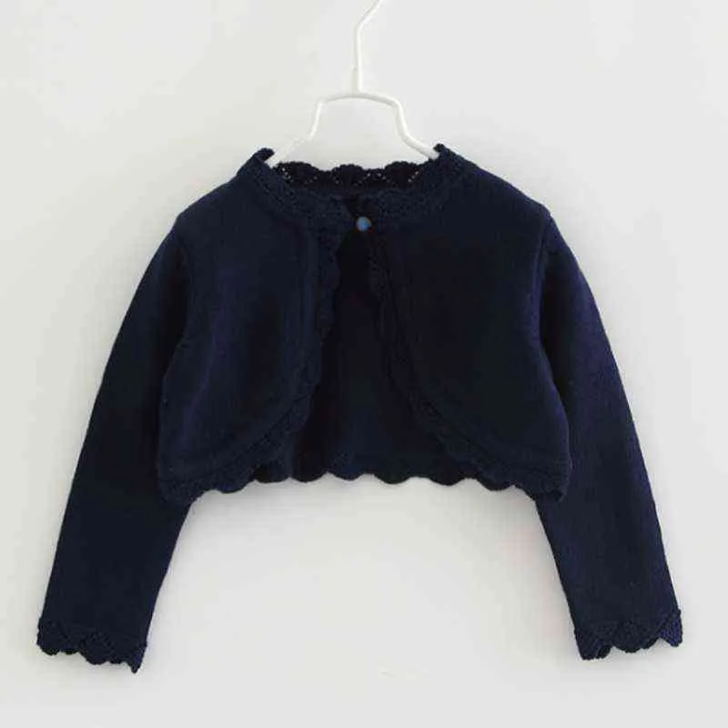 Cadigan bambina a maniche lunghe in cotone lavorato a maglia maglione giacca coprispalle bambino bolero corto in maglia infantile 211204