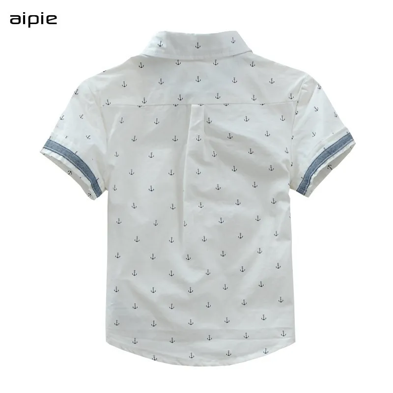 New Summer Children shirts Printing Anchor pattern Cotton 100% Short-sleeved Boy's shirts Fit for 3-14 Years kids shirts 210306