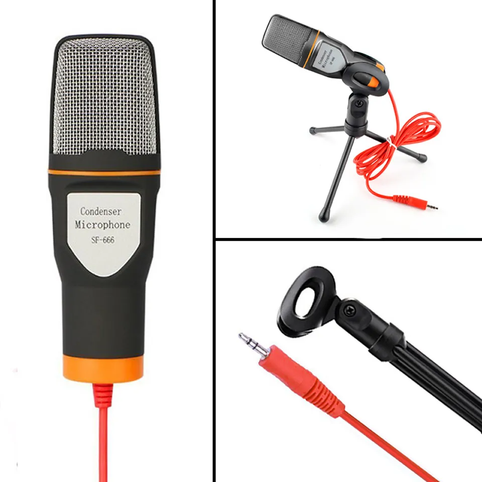 New Condenser Microphone 3.5mm Plug Home Stereo MIC Desktop Tripod for PC YouTube Video Skype Chatting Gaming Podcast Recording