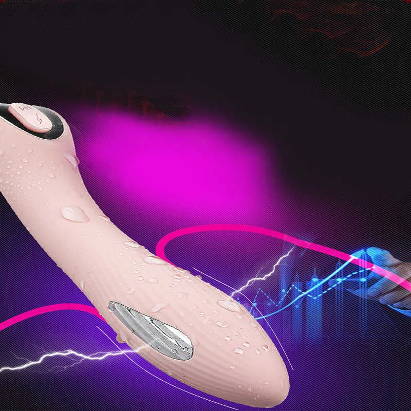 Electro shock Dildo Vibrador Silicona Vagina Estimulador de clítoris 12 Velocidad Punto G Vibrador anal AV Varita mágica Juguetes sexuales para mujeres 210616