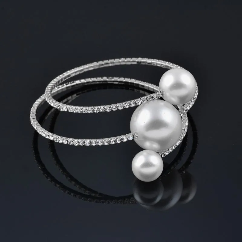 Braccialetto KIOOZOL Design insolito Tre strati Grande braccialetto di perle Micro intarsiato CZ Braccialetti accessori gioielli da donna 2021 179 KO4287I