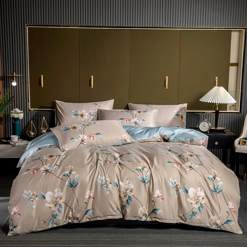 Coloré glace tissu Floral ensemble de literie feuille housse de couette reine roi taille 220x240 literie draps draps housses de couette