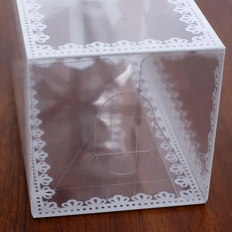 Geschenkverpackung 10/50 Stück Klare PVC-Box Hochzeit Weihnachten Party Gunst Kuchen Süßigkeiten Schokolade Kunststoffverpackungsboxen Transparente Blume Cas241b