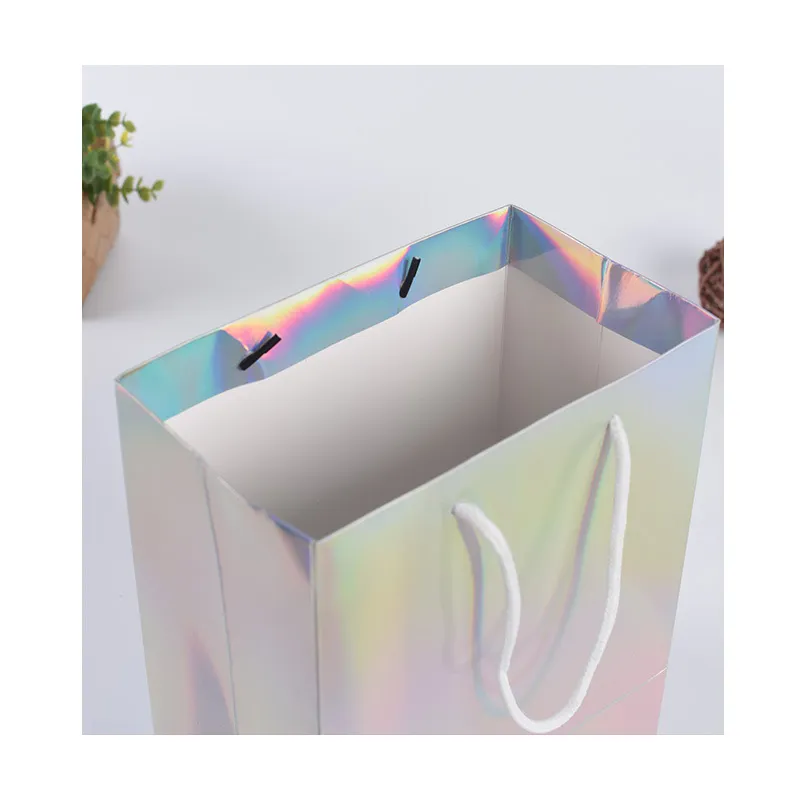 Logo personnalisé hologramme isolé kraftstorage shopping sac en papier lavable kraft