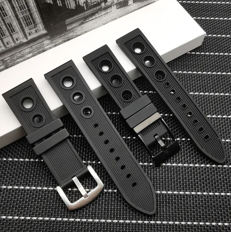 Siliconen rubberen dikke horlogeband van de bovenkwaliteit 22 mm 24 mm zwarte horlogeband voor navitimeravengerbreitling8355451