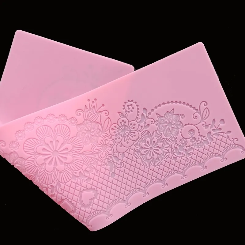 minsunbak New Lace Silicone Mould Exquisite Wedding Cake Edge Decoration Fondant Lace Mat Food Grade Silicone 2102252961