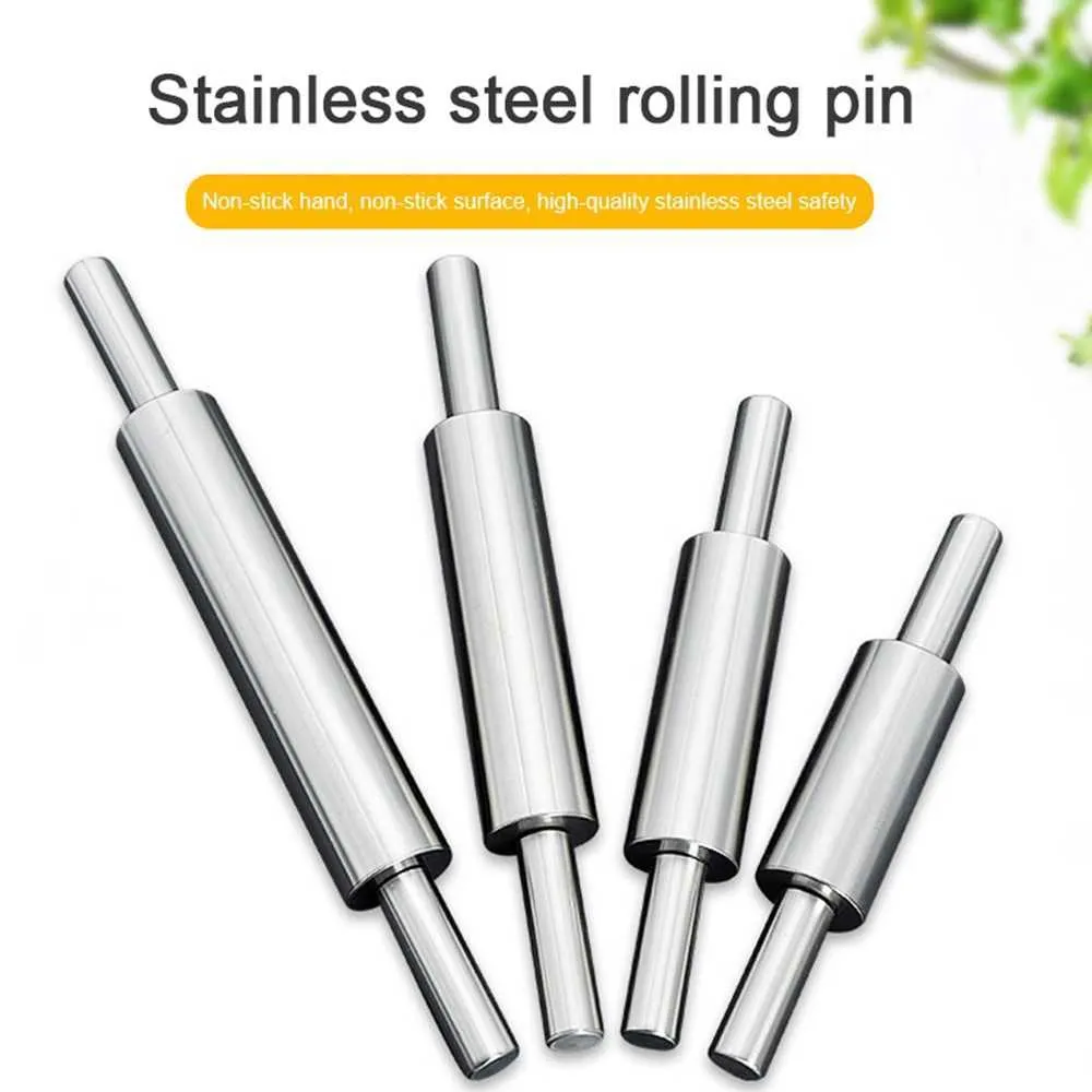 Stainless Steel Rolling Pin Non-stick Pastry Dough Roller Bake Pizza Noodles Cookie Pie Making Baking Tools Kitchen Accessories 211008