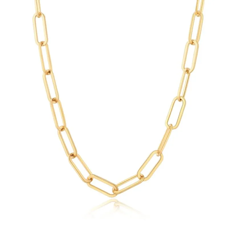 18K Gold IP-Beschichtung Edelstahl Halskette für Frauen Punk Gold Büroklammer Gliederkette Halskette Anlaufgeschützt Jewelry212k