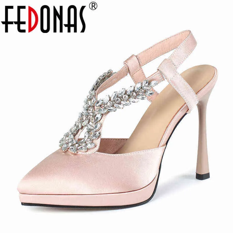 Sandálias de Fedonas - Sandálias Ultra Heaves e Sapatos Artificiais Diamante Sapatos Fashion Sexy Nightclub Casamento 220121