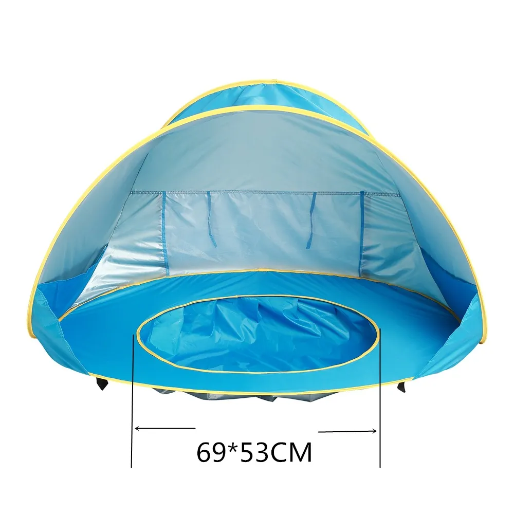 Baby Beach Tält Barn Vattentät Pop Up Sun Awning UV-Skyddande Solskäcker med Pool Kid Outdoor Camping Sunshade FTN007