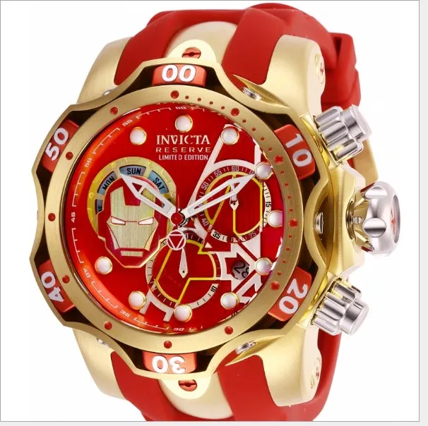 Brésil rouge caoutchouc homme montre Masculino hommes montre montres à quartz hommes invi ta creux affaires militaires montres mâle horloge a1 gif213c