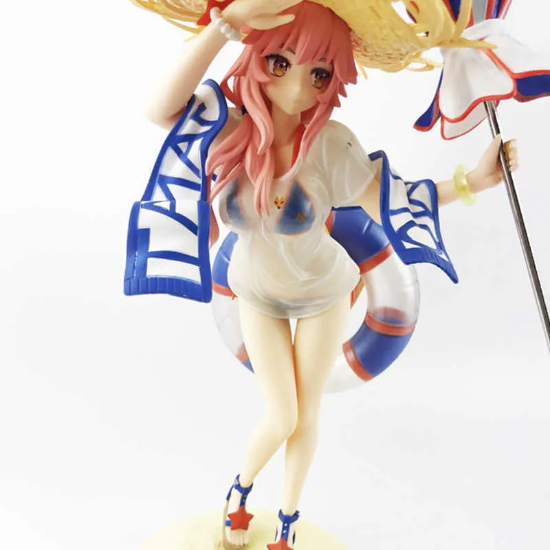 Fateextra Order Caster Lancer Tamamo No Mae Fox Girl Casual Wear Swimsuit Japanese Anime Figure Action Toy Pvc Model Collection Q2323553