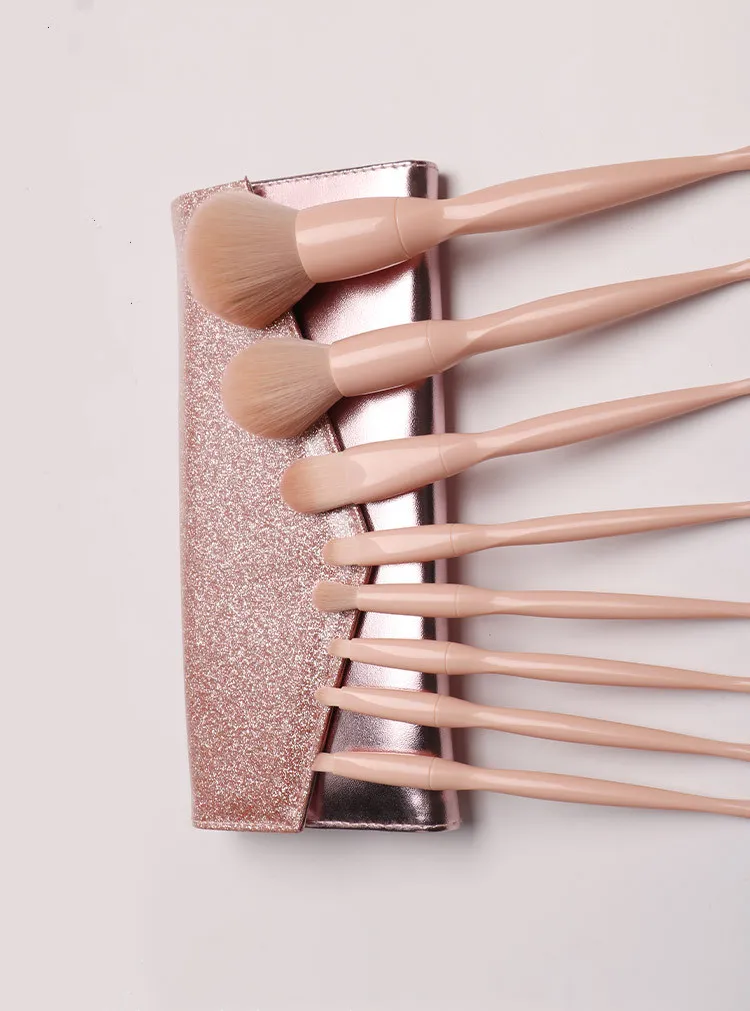 Nuevo juego de brochas de maquillaje de herramientas de belleza de la serie de cintura torcida de 8 piezas de alta calidad