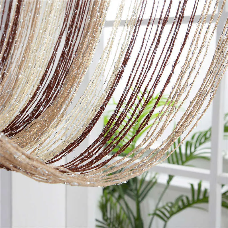 Topfinel Shiny String Curtain Valance Nappa Multi Color Line Tende soggiorno Finestra Divisorio porte Camere Tende 210913