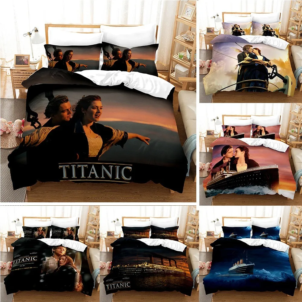 3d sängkläder uppsättning 3d tryck design duvet täcker kung queen twin size dropshipping boy gife jack och rosa titanic 210317