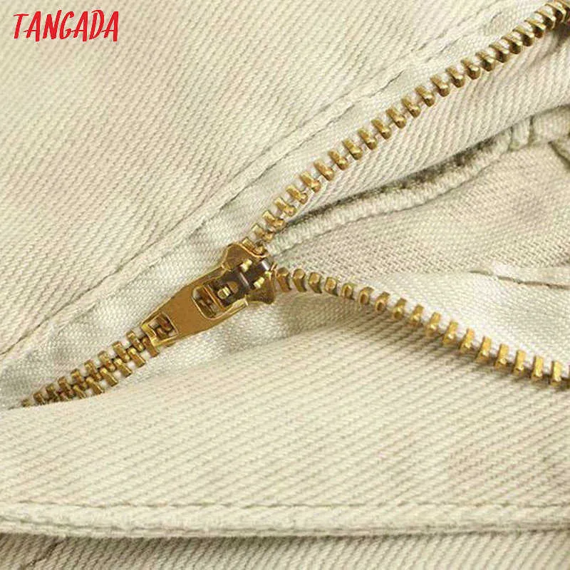 Tangada Fashion Women Welbe Mom Jeans Long Carers Tasche Zipper Streetwear Pantaloni femminili 4M58 210706