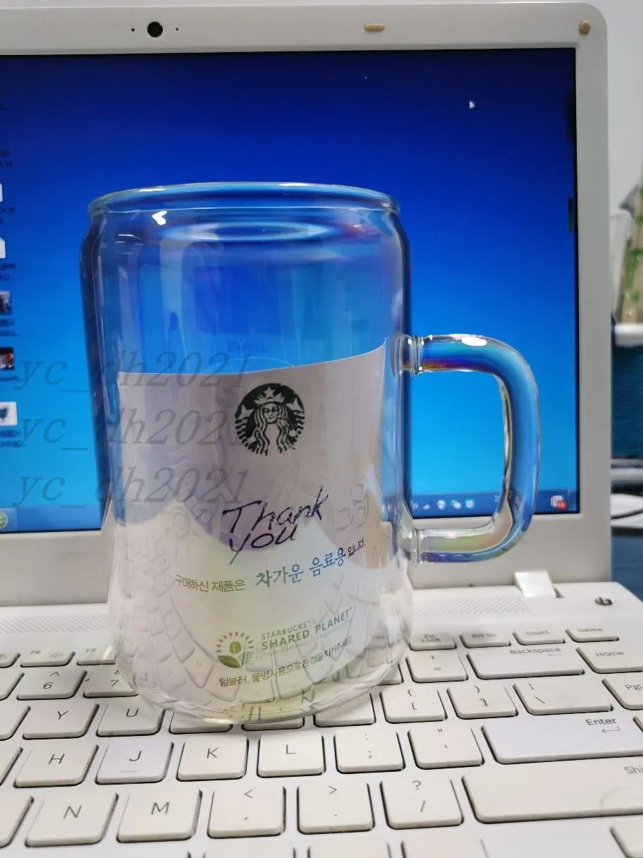 S 700ML Copo Starbucks Design Criativo Vidro Canudo Bebida Fria Copo Café da Manhã Copo de Leite Impressão a Laser 291q