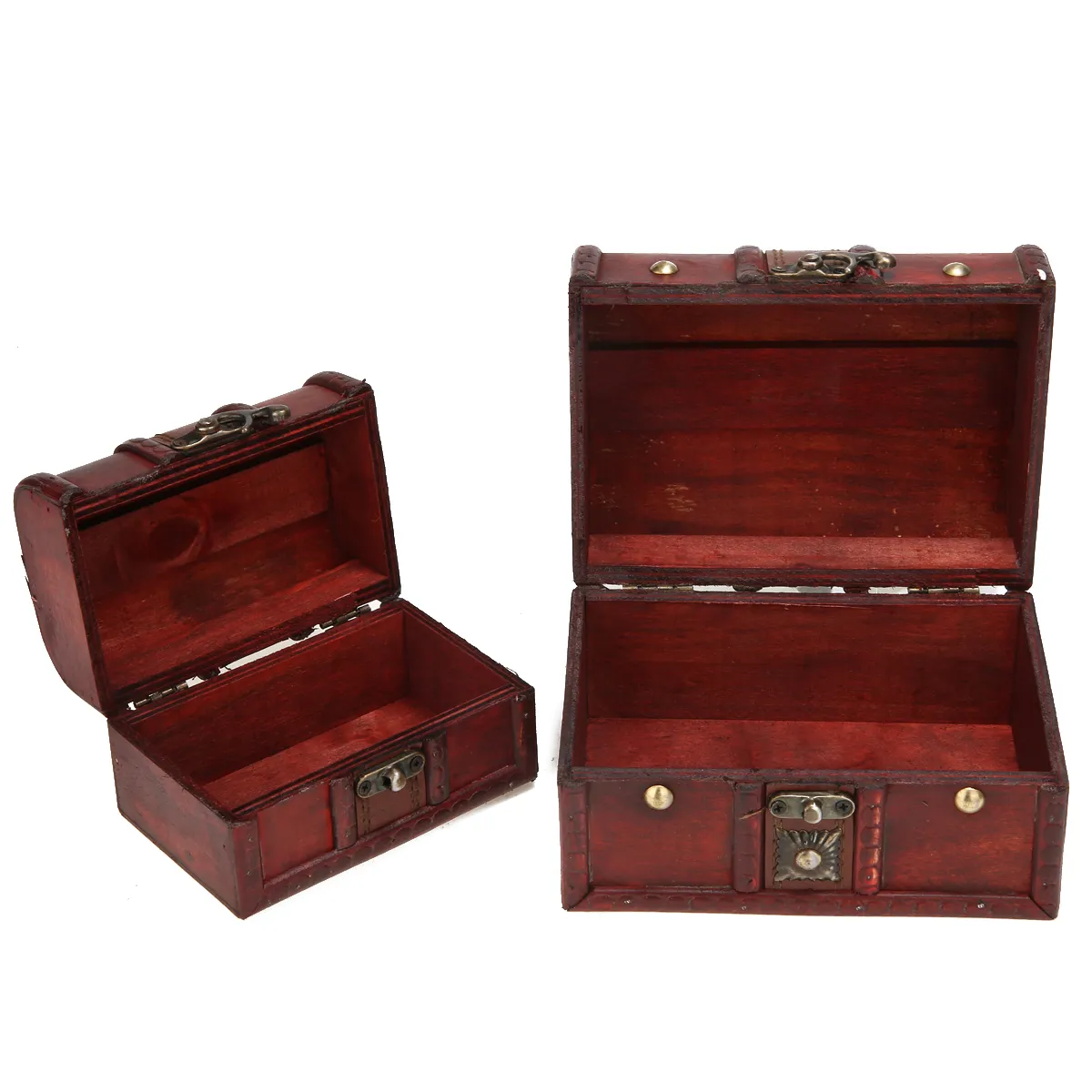 Vintage Wooden Case Jewelry Storage Box Small Treasure Chest Wood Crate Case Home Storage Boxes 2103158019466