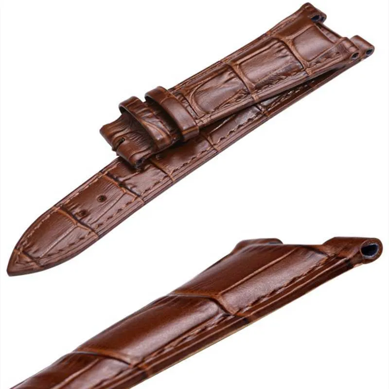 Relógio de couro genuíno de 25 mm para Patek pp 5711 5712g Nautilus Men dedicado de bracelete de entalhe de entalhe