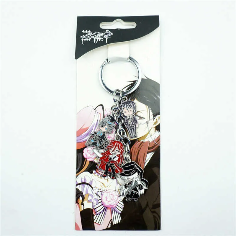 4 in Anime Black Butler Kuroshitsuji Portachiavi Portachiavi Cartoon Figure Ciondolo in lega di metallo Portachiavi Accessori Cosplay G1019