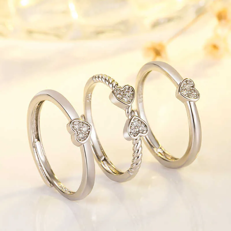 Damesringen Crystal Jewelry Four Grass Ring, Lucky Flower, Diamond Three in Split Combination Ring Cluster voor vrouwelijke bandstijlen