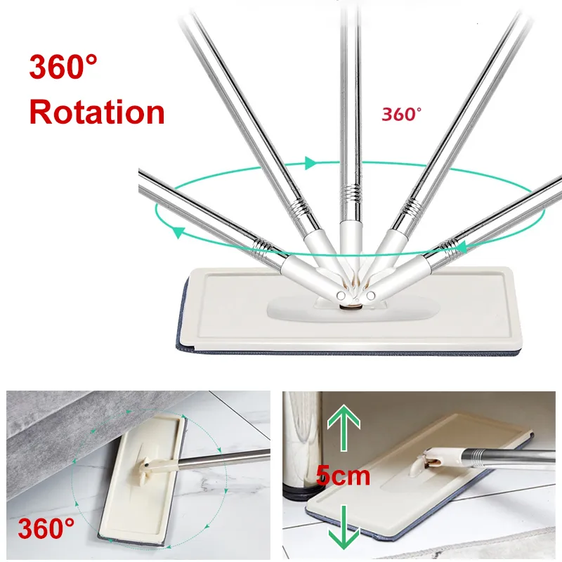 360 rotating plana espremedor esfregão e balde mão torcer piso de limpeza de limpeza Microfiber pads molhado ou seco casa cozinha 210317