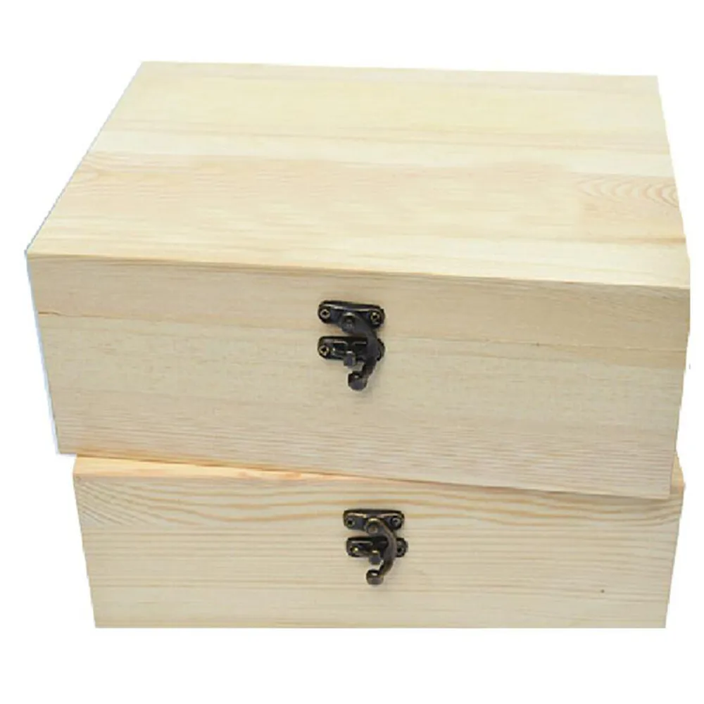 Boîte de rangement pour la maison en bois naturel avec couvercle doré serrure carte postale organisateur artisanat à la main étui à bijoux boîte en bois cercueil meilleure vente 210315