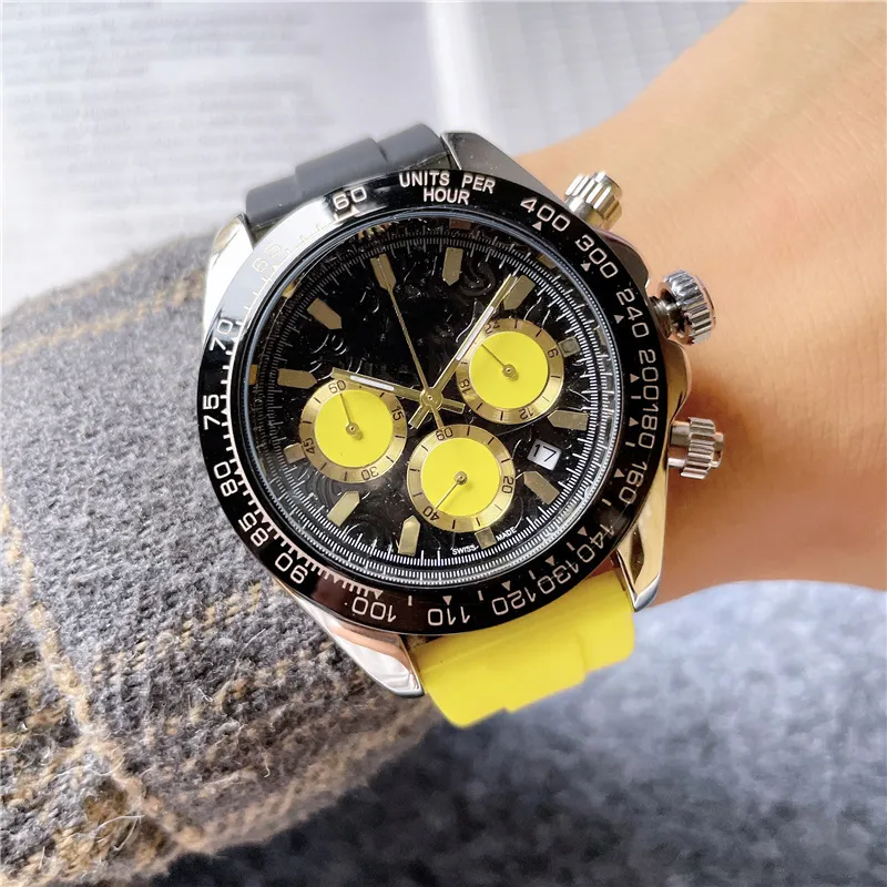 Zegarki marki Mężczyźni Multifunkcja 3 Diopy Style kolorowy gumowy pasek Dobra jakość kwarcowa zegarek na nadgarstek Małe tarcze mogą działać x199231v