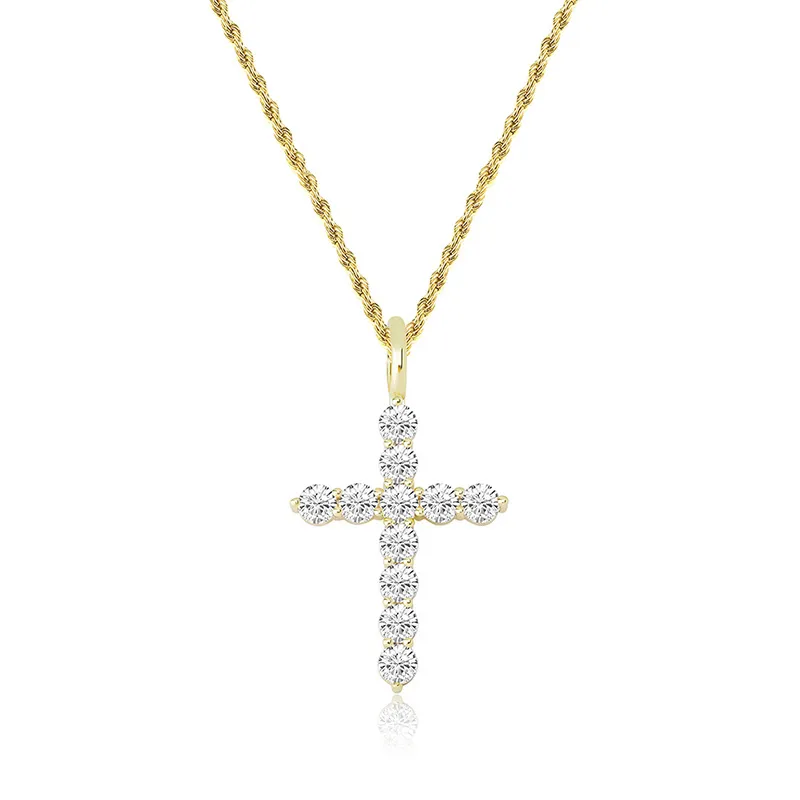 Hip Hop Mens Jewelry Cross Pendant Luxury Designer Halsband Bling Diamond Iced Out Pendants With Rope Chain Rapper Women Fashion A313G