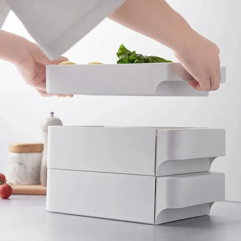 Organizzatore di cibo Box di stoccaggio di uova Frigorifero Frence-Keeting Box Forniture da cucina Forniture da cucina I frutti e verdure Tipo di cassetti possono essere impilati 210309