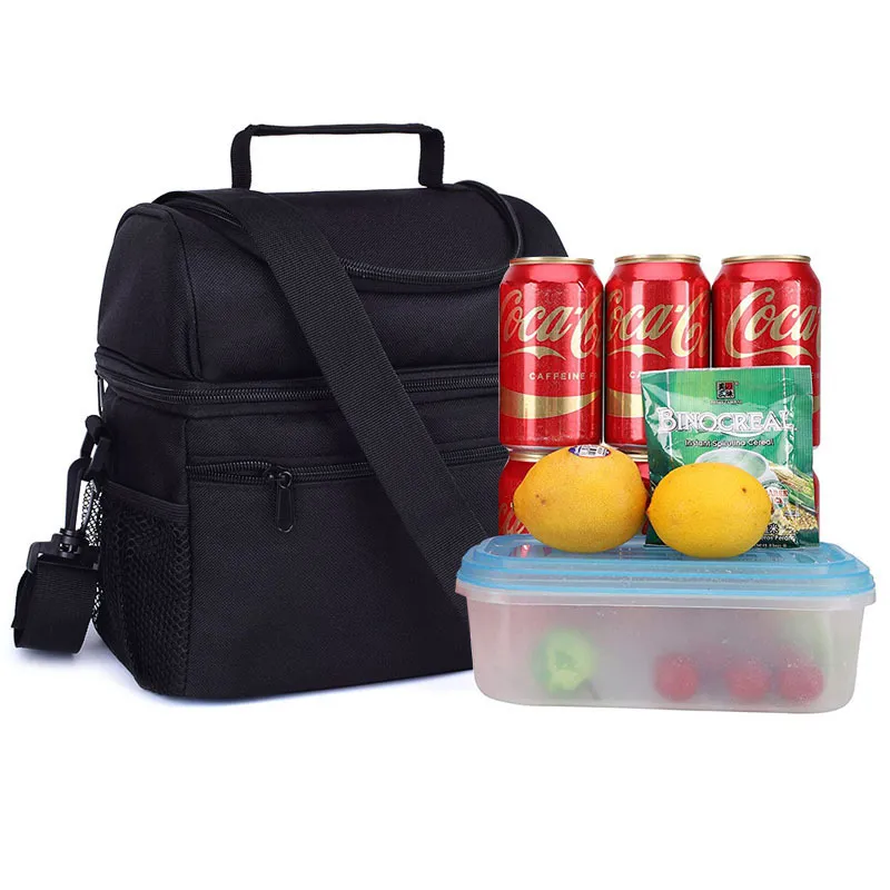 Bolsa térmica para el almuerzo, pequeña caja térmica con aislamiento para 6  latas, bolsa de almuerzo, correa ajustable para adultos, mujeres y