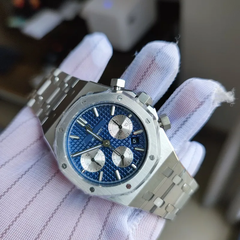 41mm Automatisk 7750 Rostfritt stål Män Titta på Sapphire Crystal Waterproof Wristwatch Top Quality Chronograph Chrono Armband Watch294Z